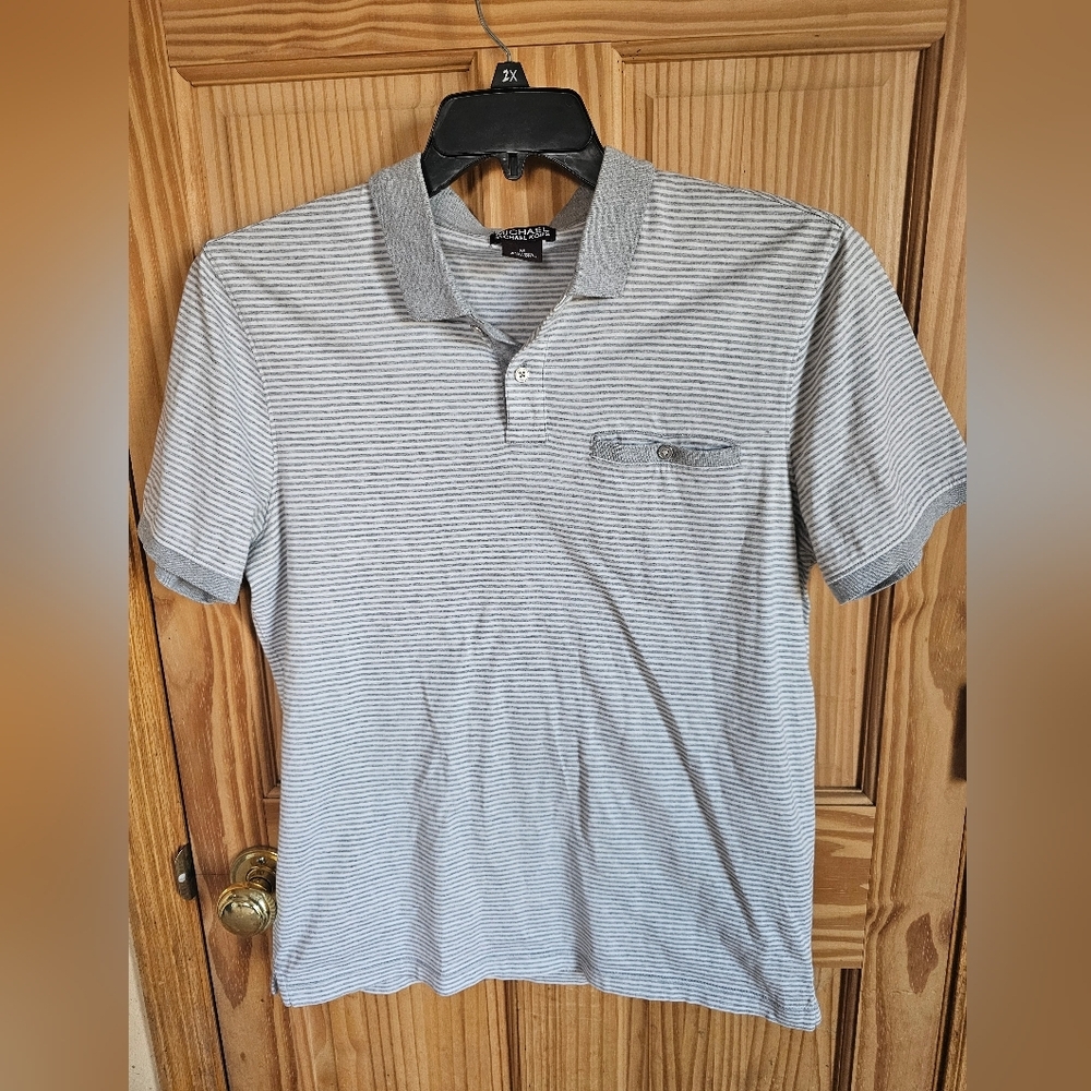 Michael Kors Gray Polo Shirt with Subtle Stripes